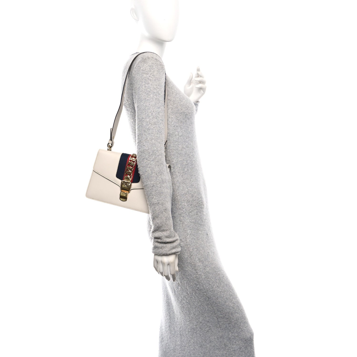 Calfskin Small Sylvie Shoulder Bag Off White