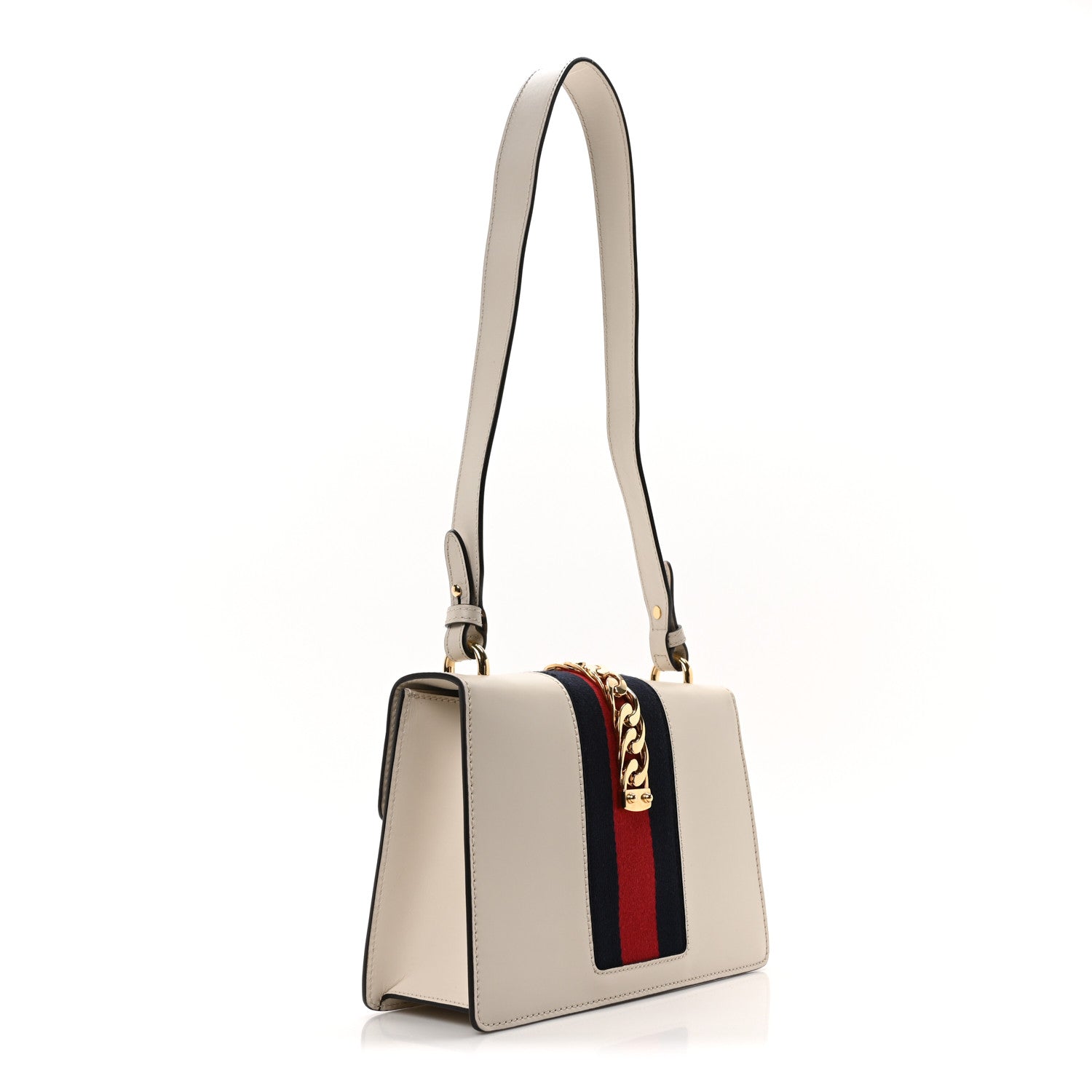 Calfskin Small Sylvie Shoulder Bag Off White