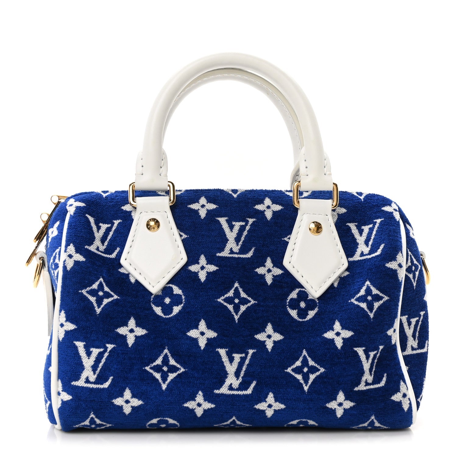 Jacquard Velvet Monogram LV Match Speedy Bandouliere 20 Blue