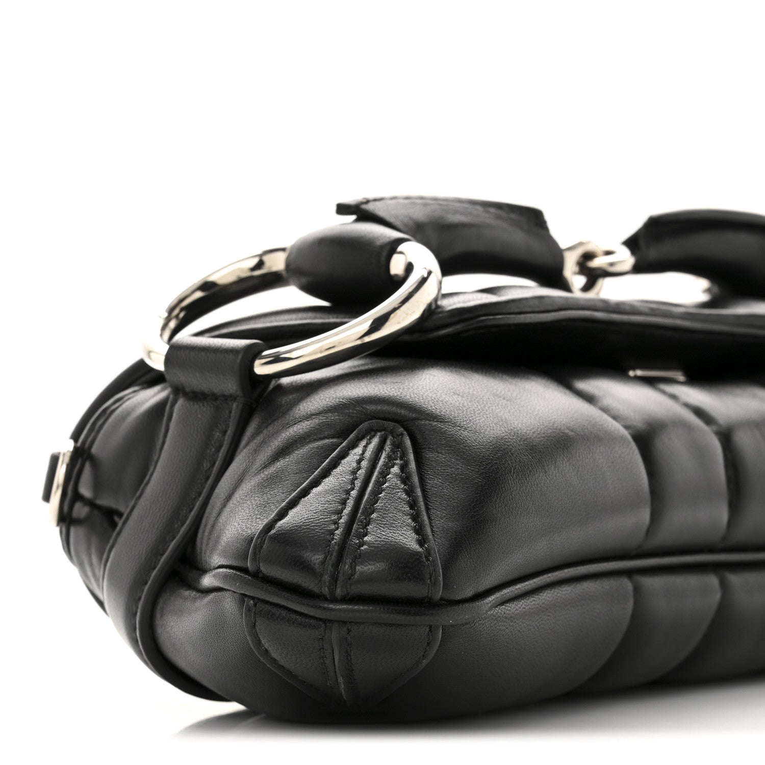 Nappa Vertical Matelasse Small Maxi Horsebit Chain Shoulder Bag Black