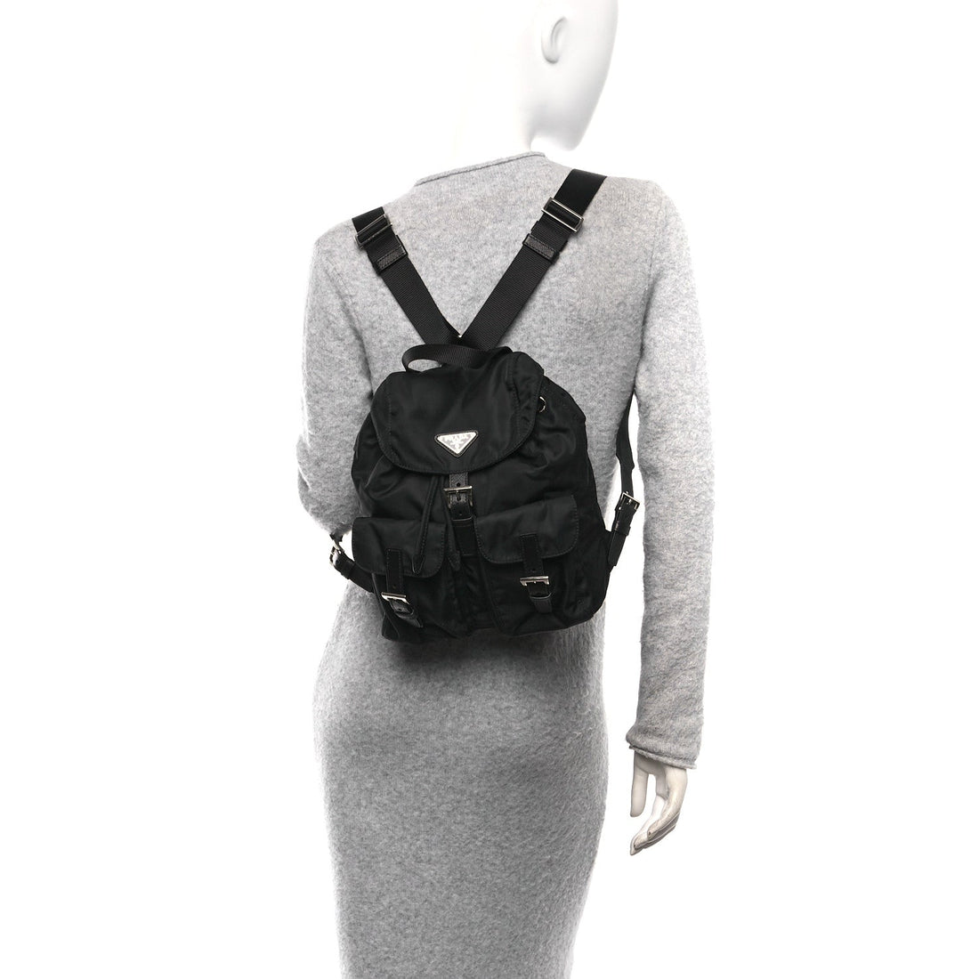 Tessuto Nylon Saffiano Small Backpack Black