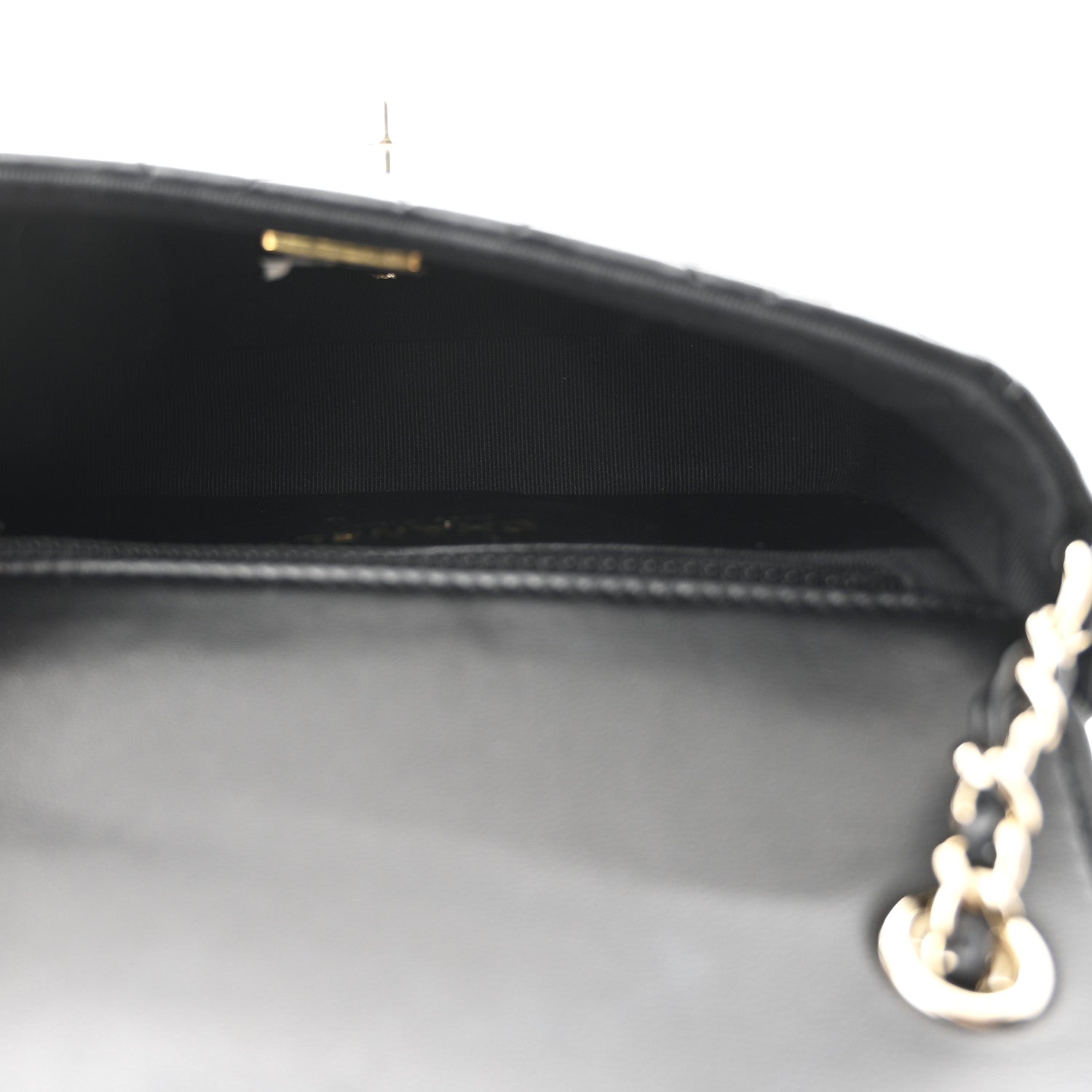 Lambskin Resin Quilted Mini Heart Square Flap Black