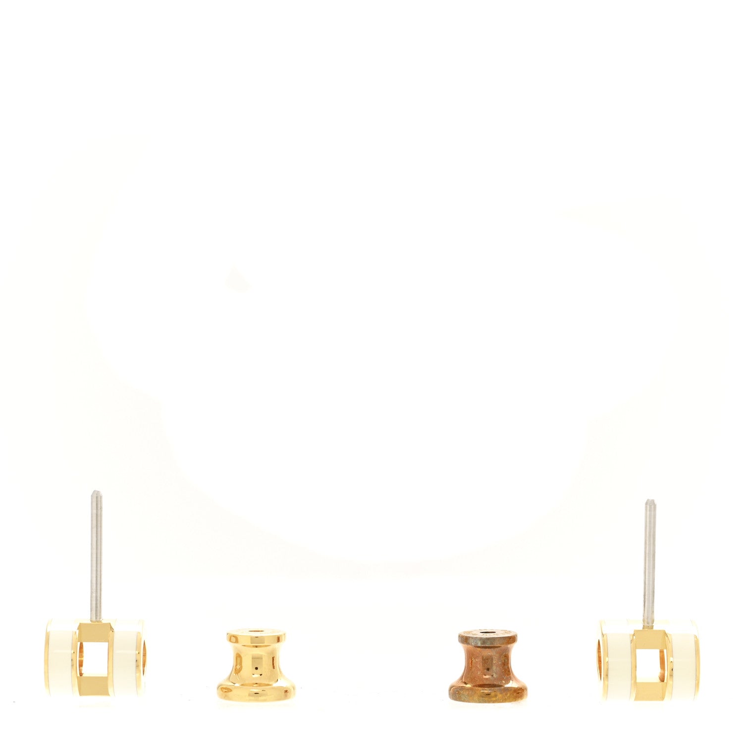 Gold Lacquered Mini Pop H Earrings White