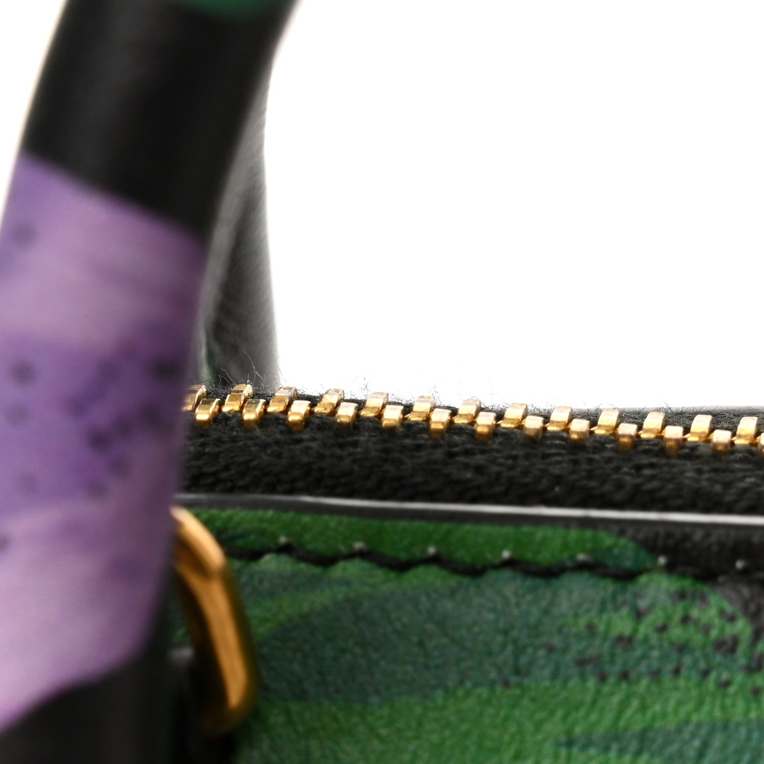 Smooth Calfskin Lush Floral Print XXS Ville Top Handle Bag Black Multicolor