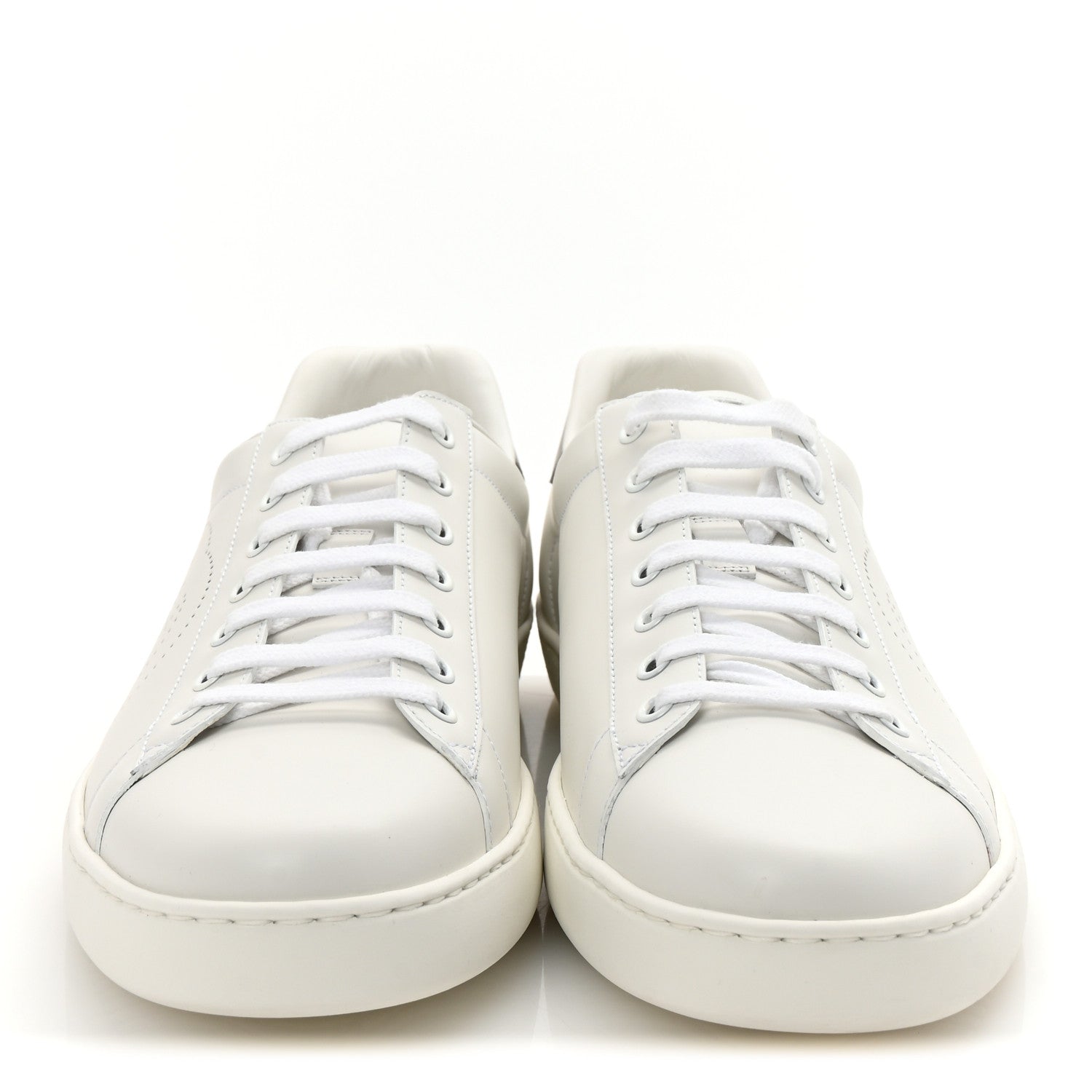 Calfskin Interlocking G Perforated Mens Ace Sneakers 12 White Grey Sky