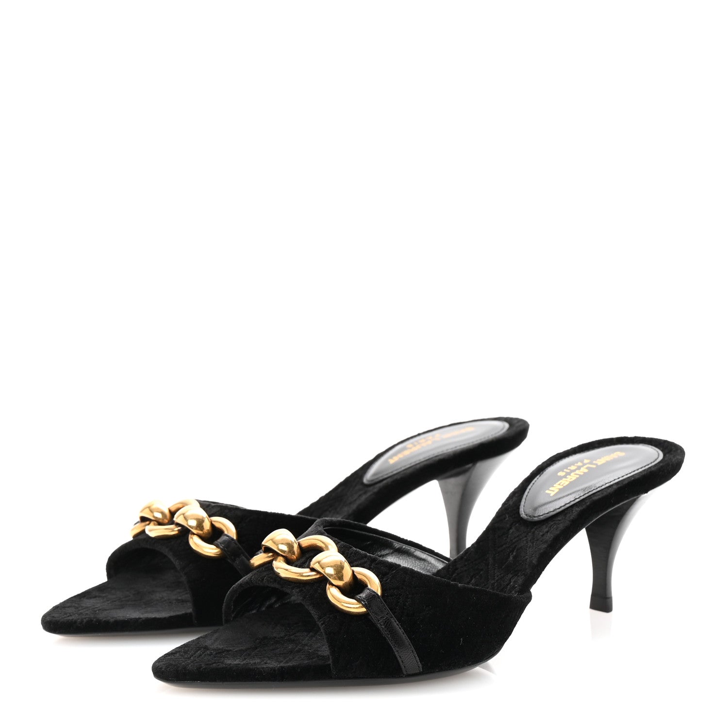 Velour All-Over Monogram Le Maillon 60 Mules 35 Black