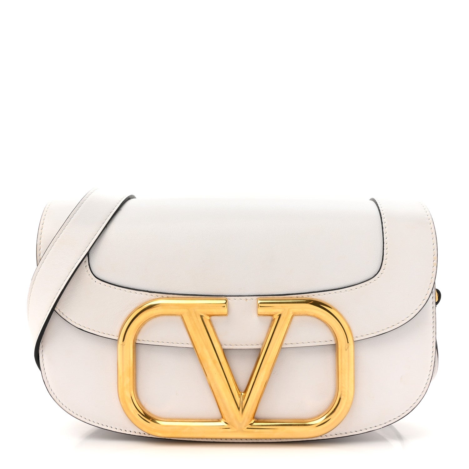 Smooth Calfskin Supervee Shoulder Bag Optic White