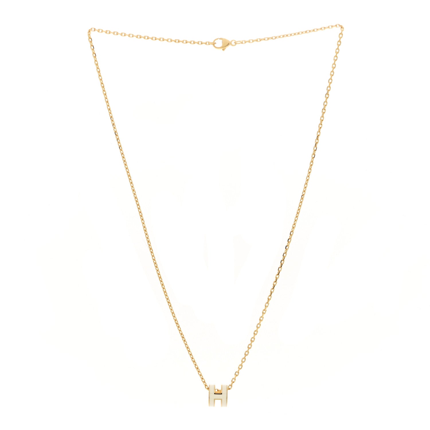 Lacquered Gold Mini Pop H Pendant Necklace White