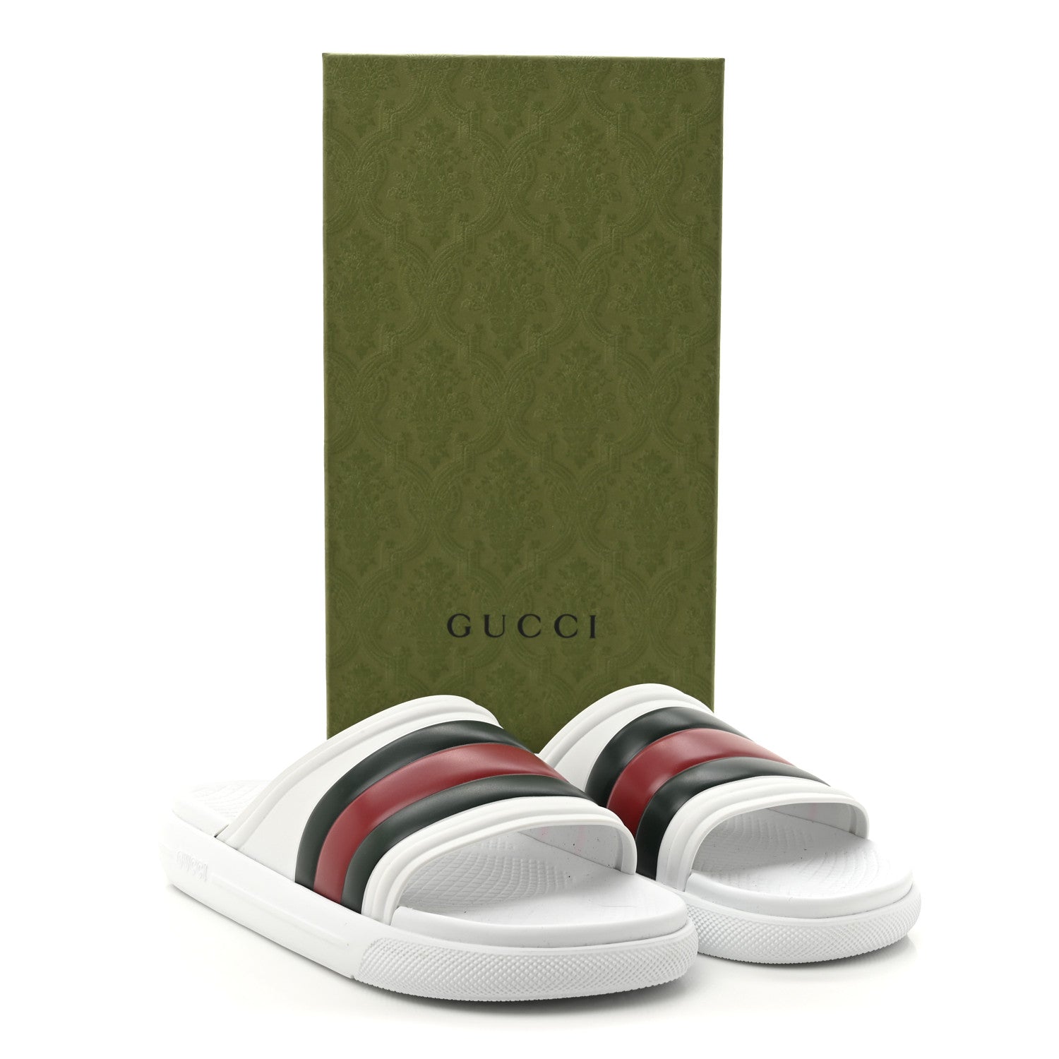 Rubber Web Mens Slide Sandals 12 White Green Red