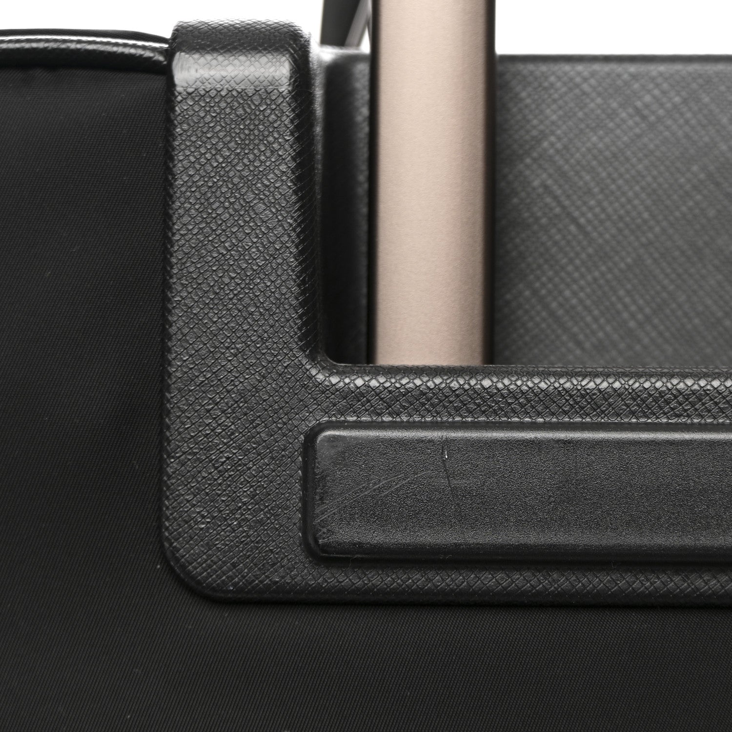 Tessuto Nylon Saffiano Trolley Rolling Suitcase Luggage Black