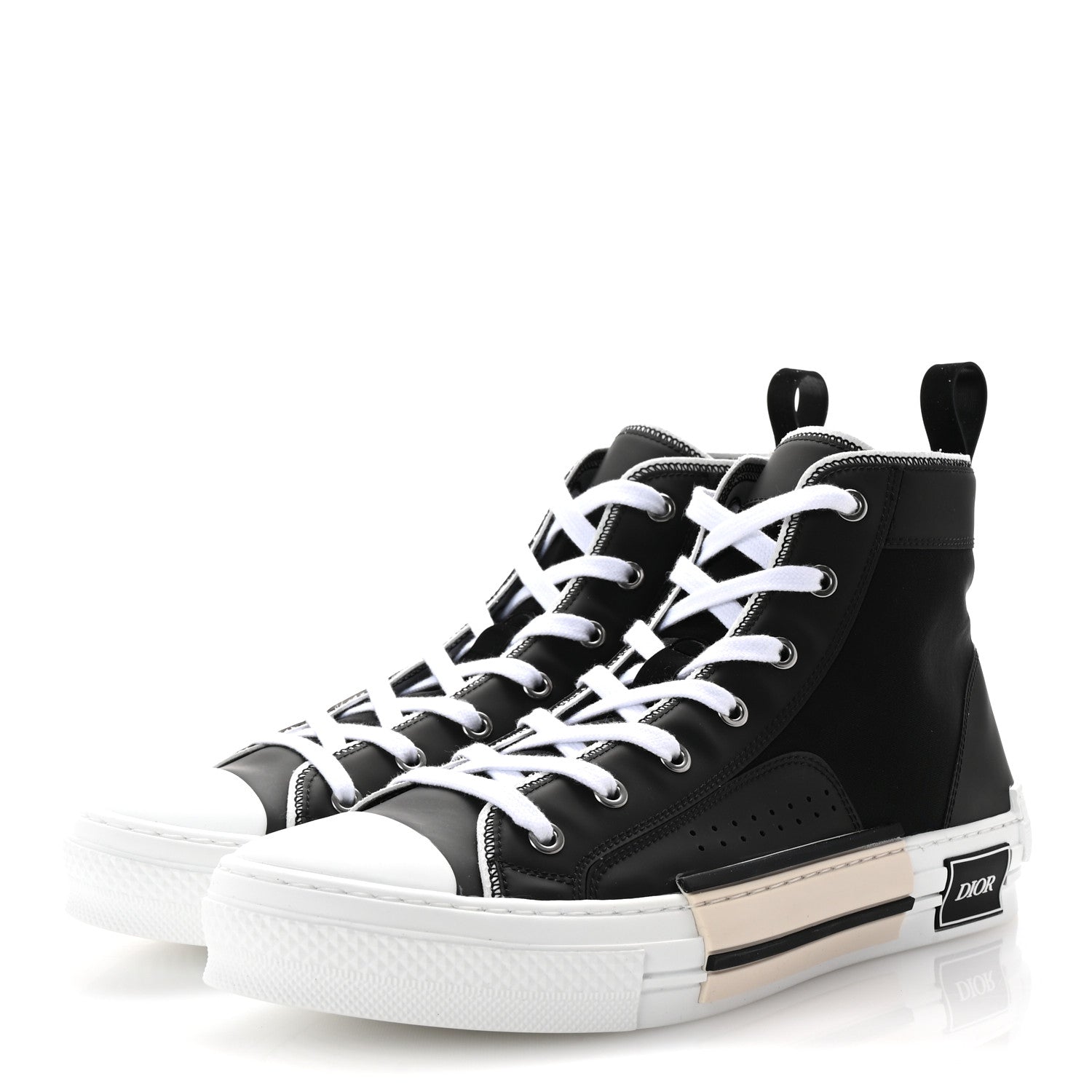 Nylon Calfskin Mens B23 High Top Sneakers 42 Black