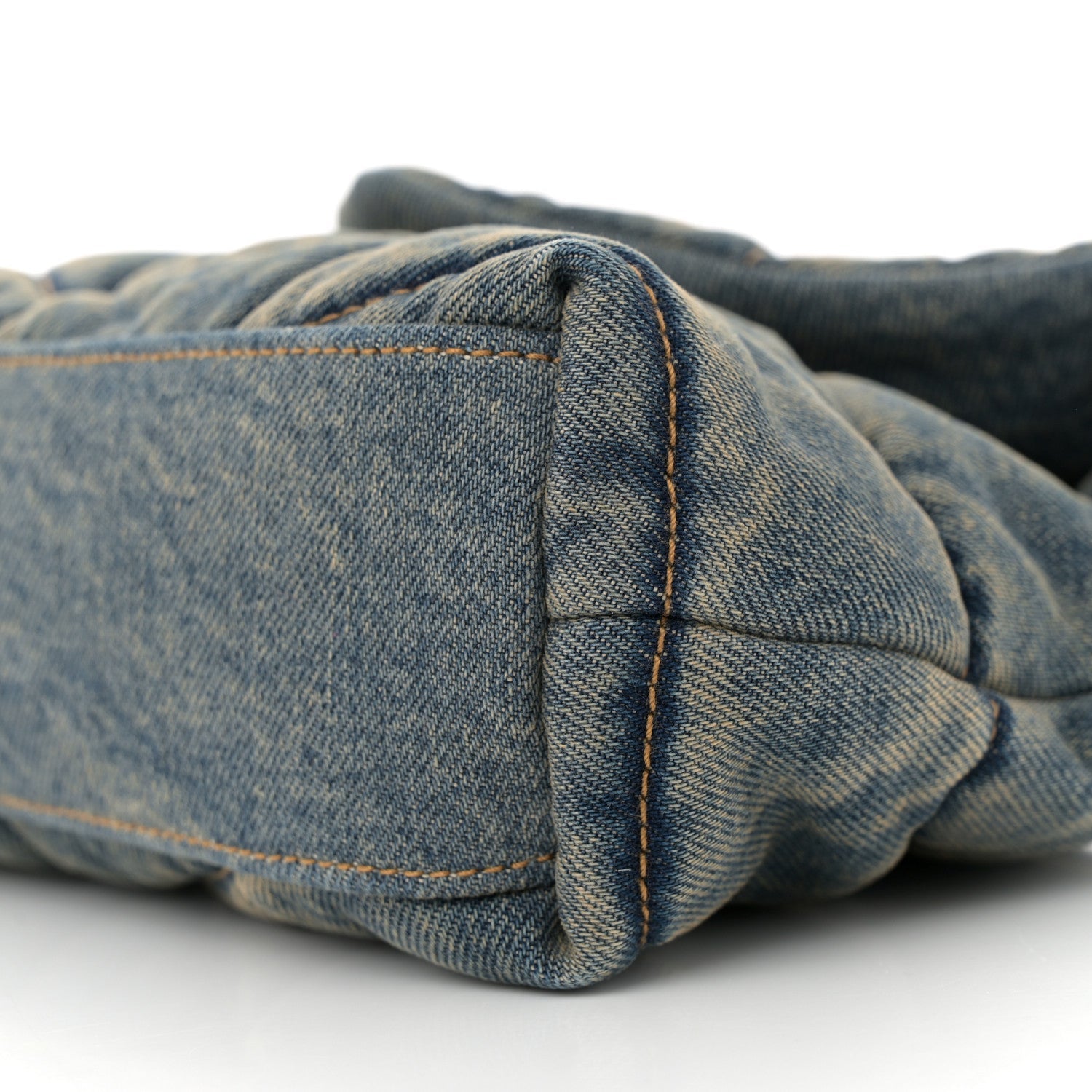 Denim Quilted Toy Loulou Puffer Monogram Chain Satchel Blue Cinnamon