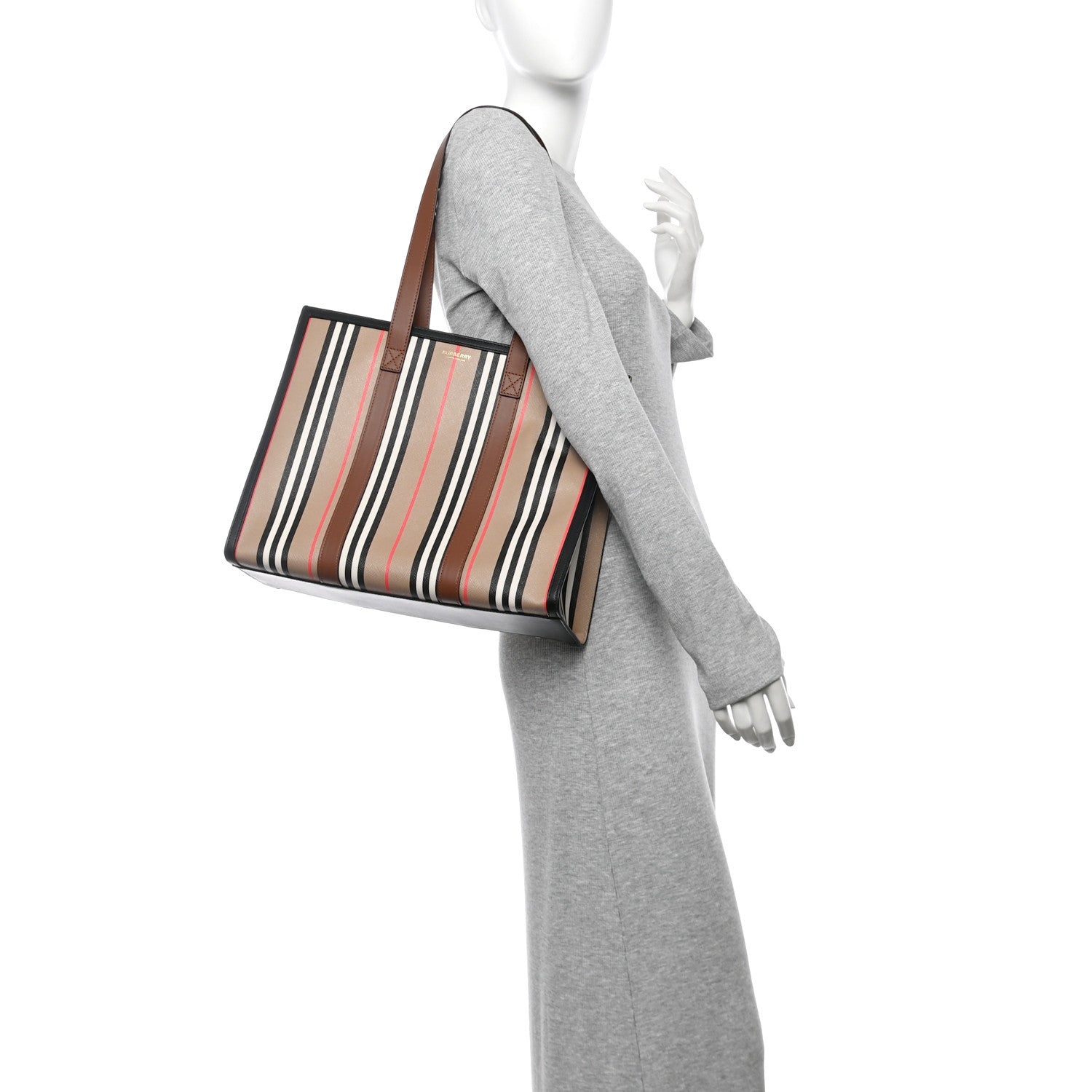 E-Canvas Stripe Book Tote Archive Beige