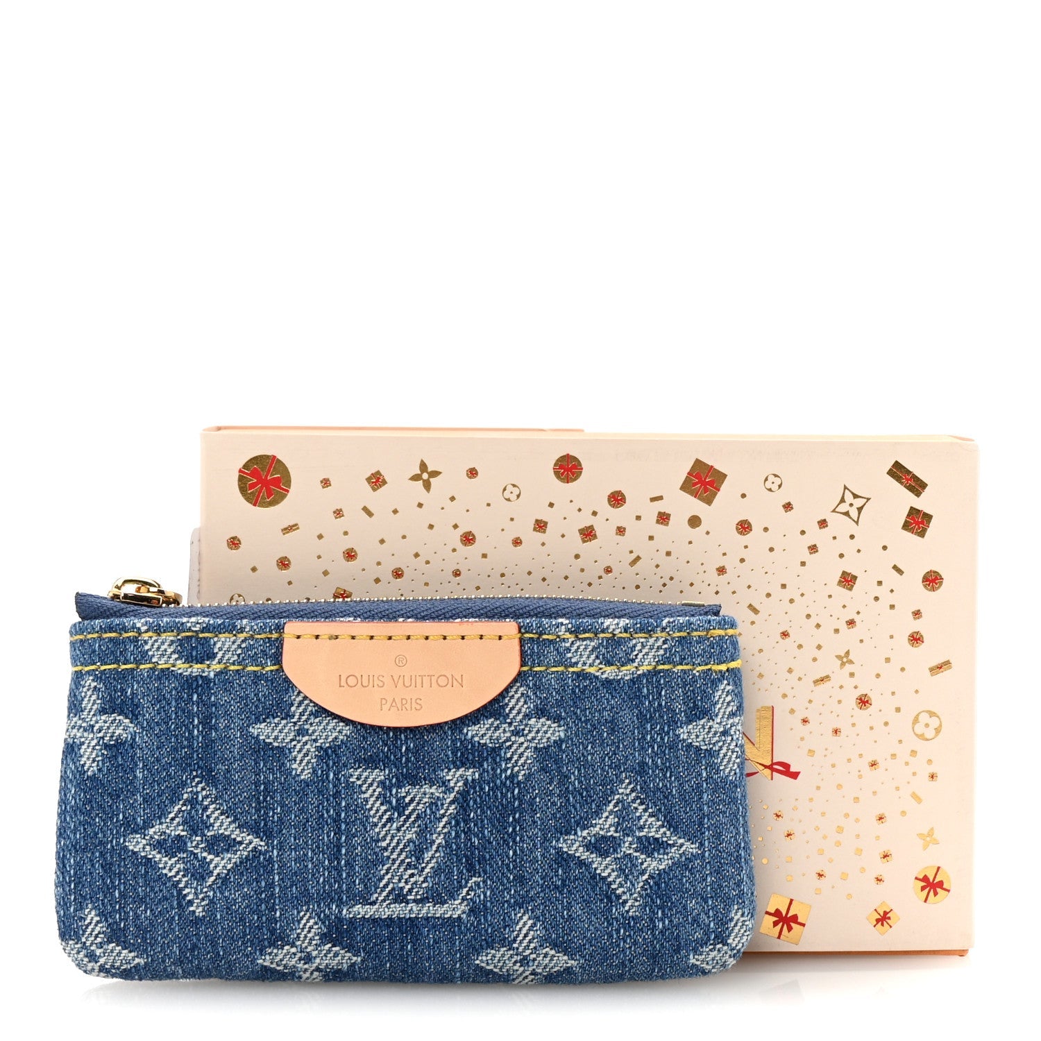Monogram Denim Key Pouch Denim Blue