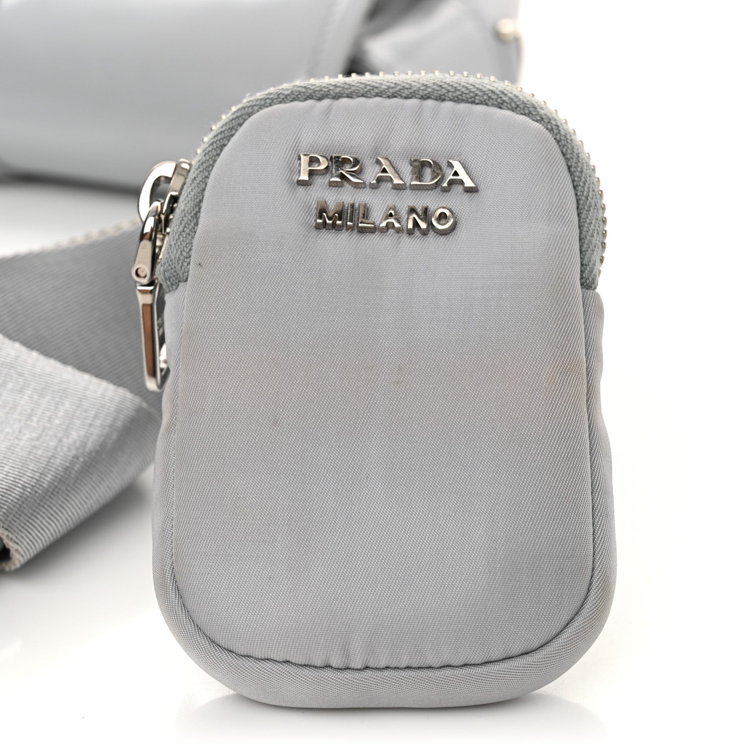 Nappa Re-Nylon Double Pocket Buckle Shoulder Bag Fiordaliso