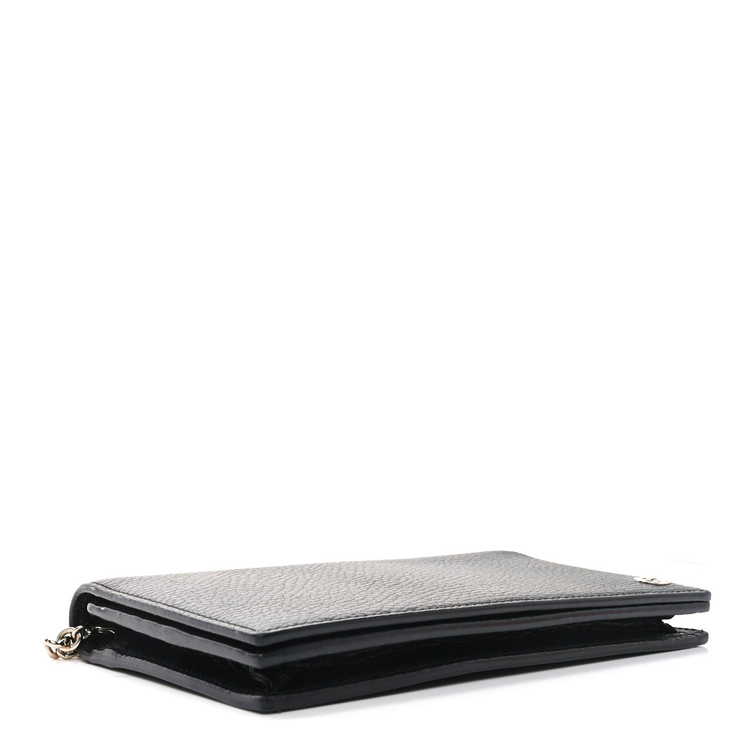 Dollar Calfskin Medium Betty Chain Wallet Black