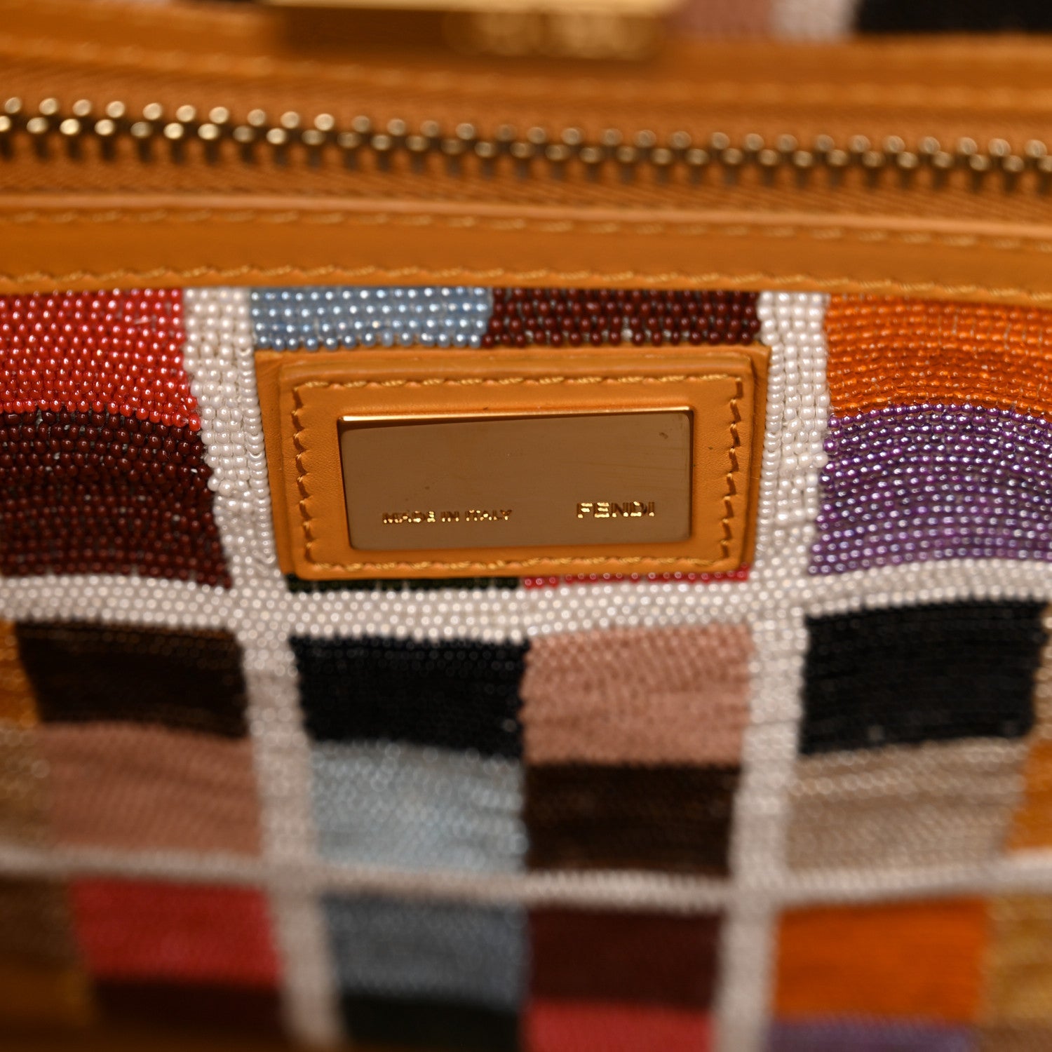 Vitello Morgan Beaded Medium Peekaboo Iconic Satchel Oro Soft