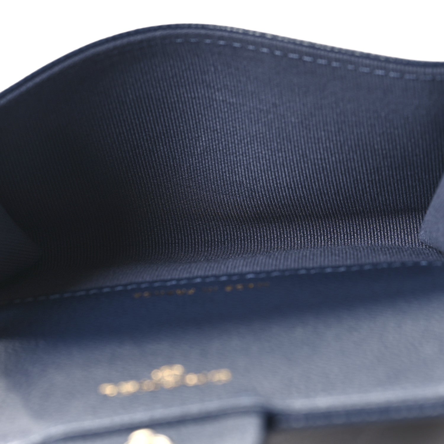 Caviar Quilted Flap Card Holder Wallet Navy Blue