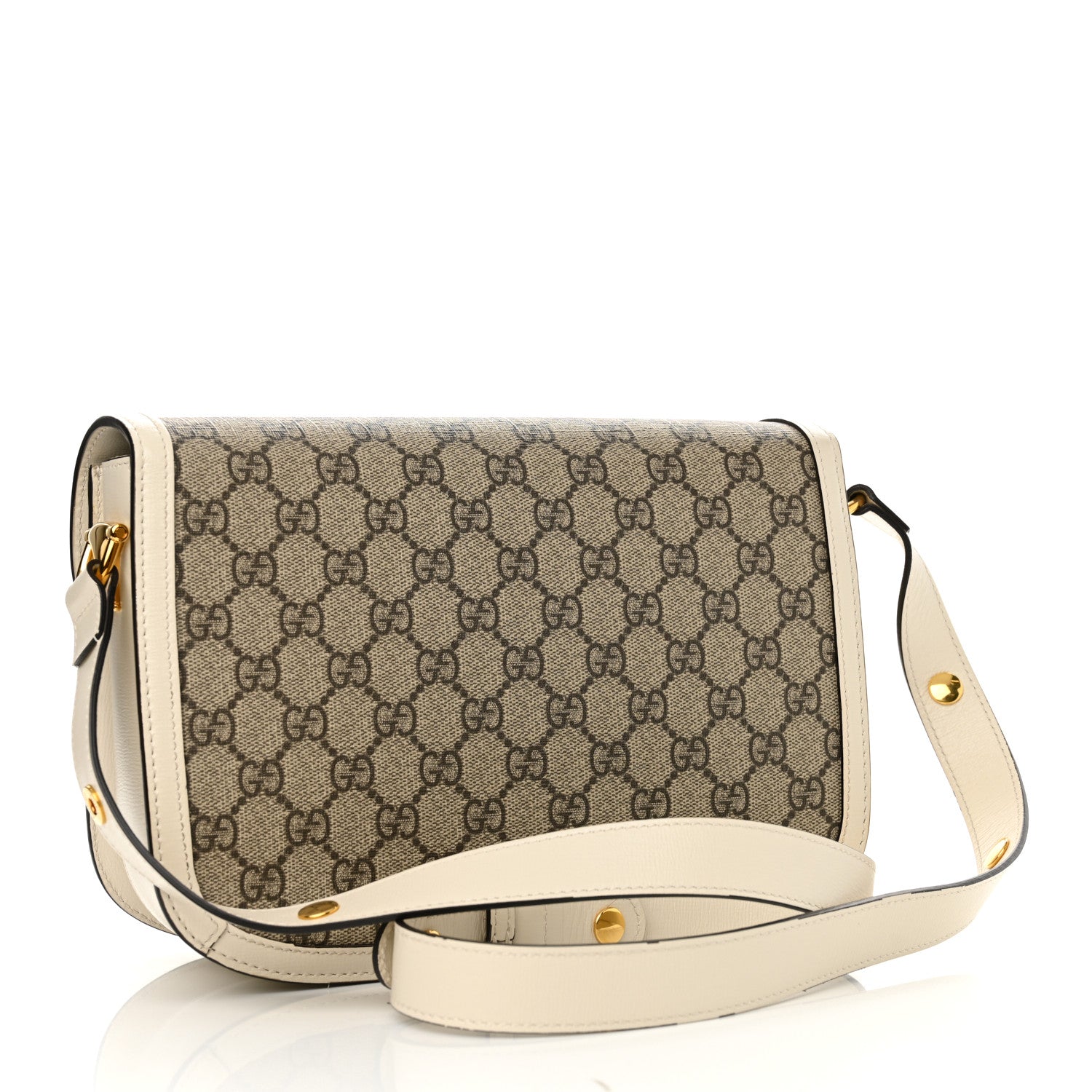 GG Supreme Monogram Horsebit 1955 Shoulder Bag Beige Mystic White