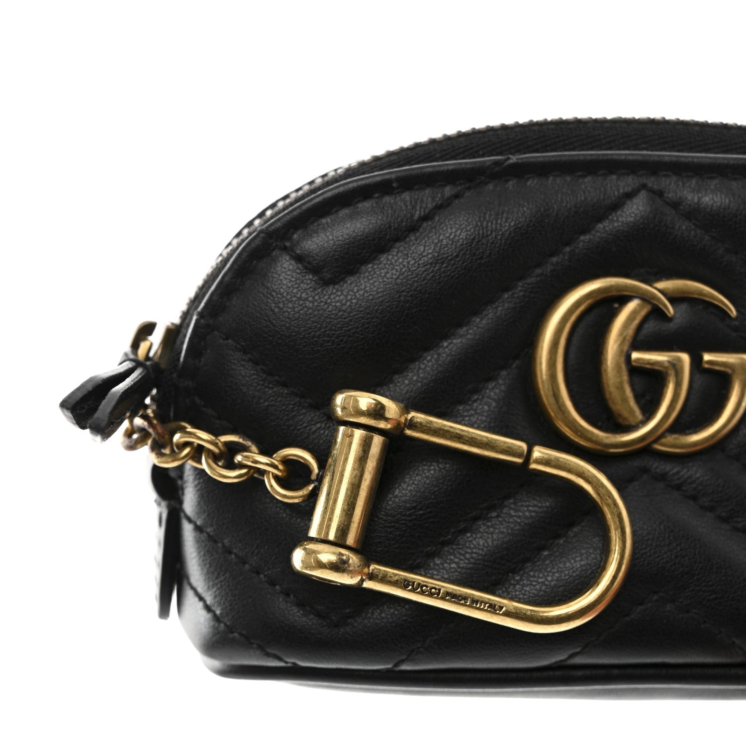 Calfskin Matelasse GG Marmont Key Pouch Black