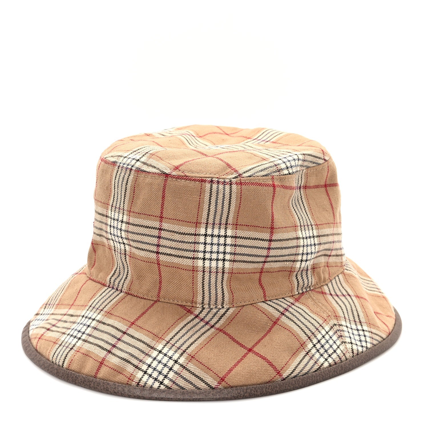 Monogram Plaid Bob Double Back Reversible Bucket Hat L Beige