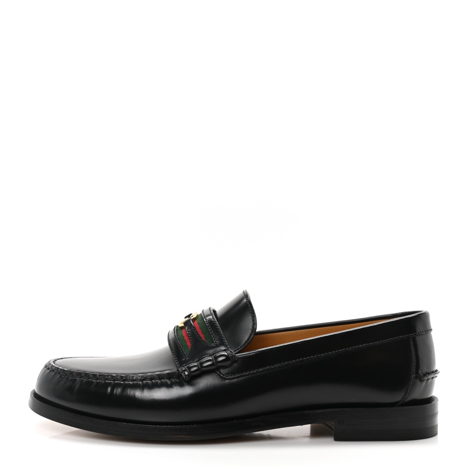 Calfskin Web Mens Interlocking GG Loafers 11 Black