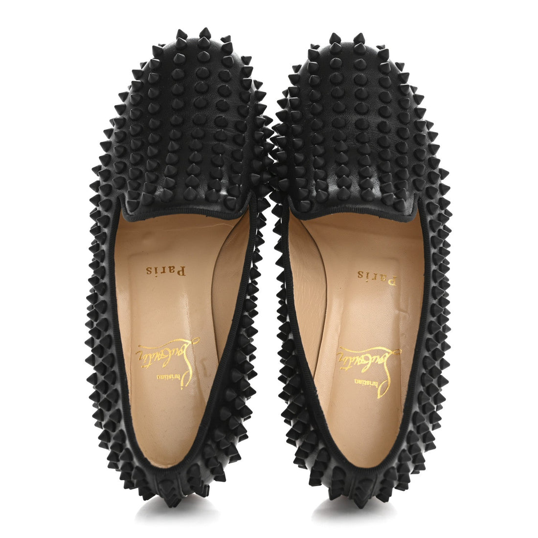 Nappa Calfskin Rolling Spikes Flat Loafer 36.5 Black