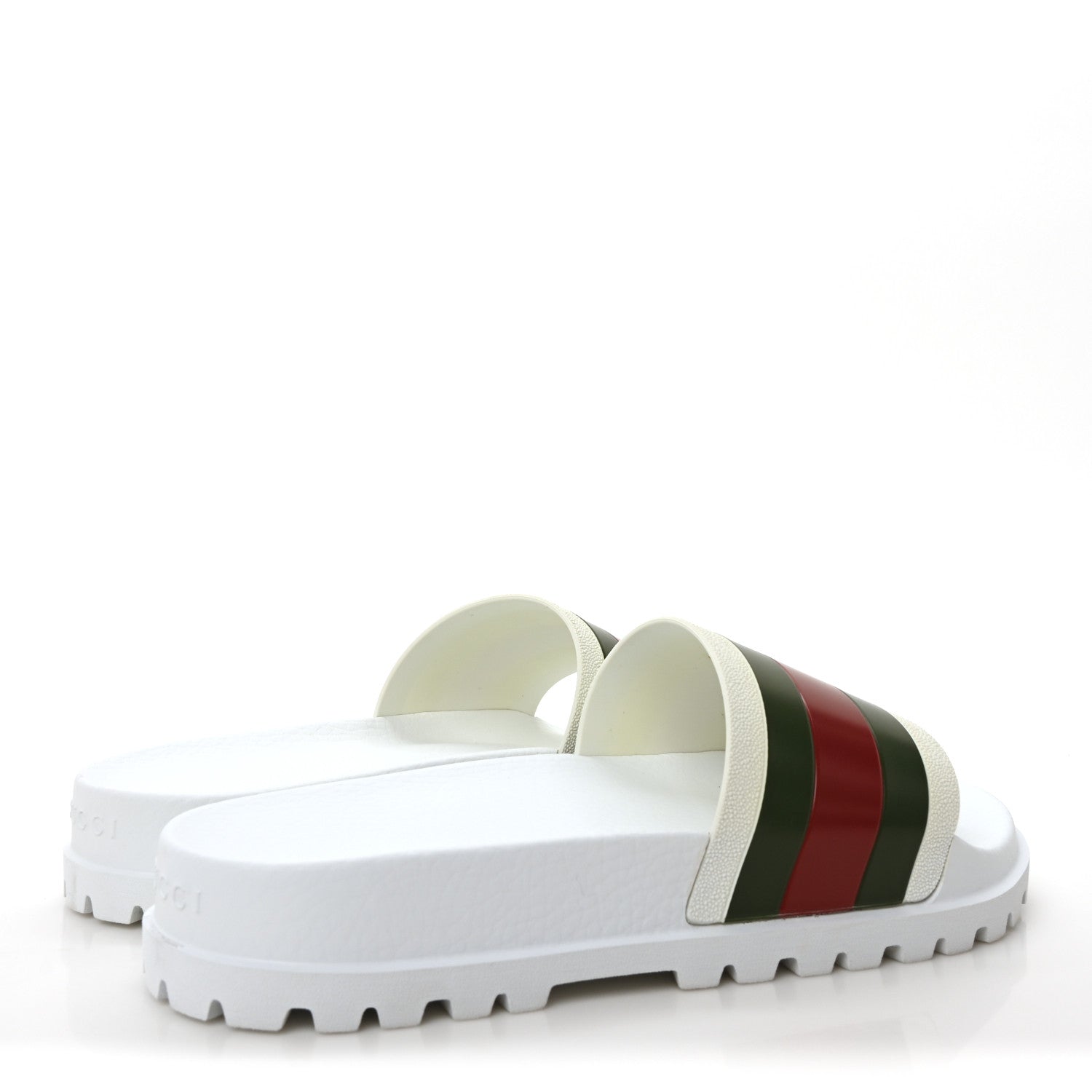 Rubber Web Mens Lug Sole Slide Sandals 8 Great White Vert Red