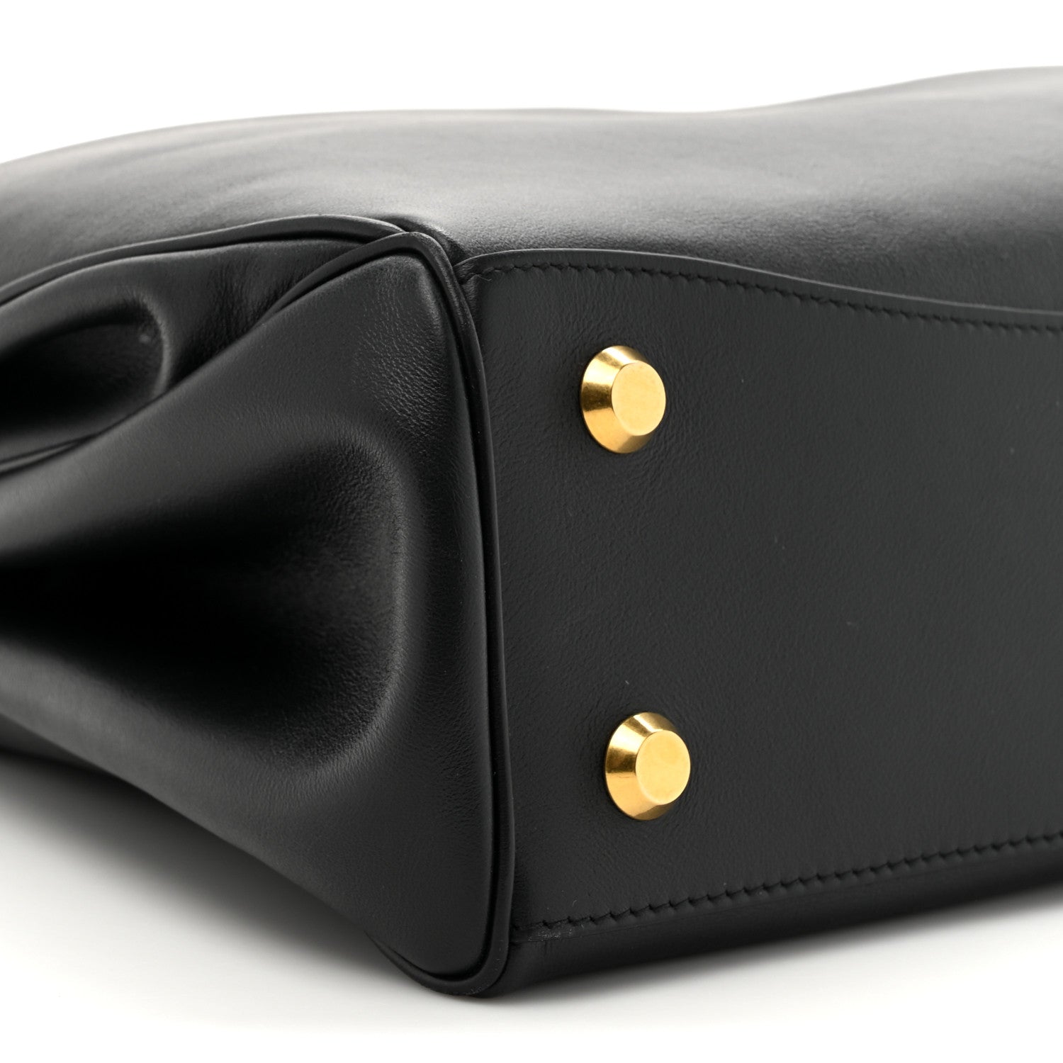 Natural Smooth Calfskin Medium Rodeo Top Handle Handbag Black