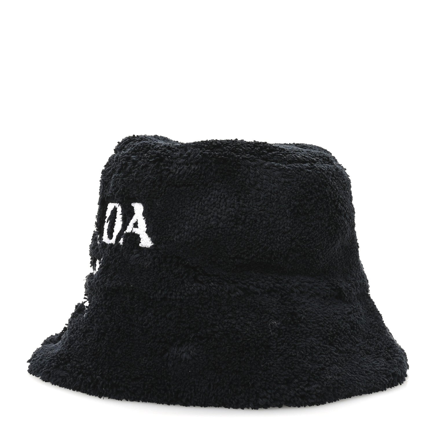 Terry Cloth Logo Embroidered Womens Bucket Hat S Black White