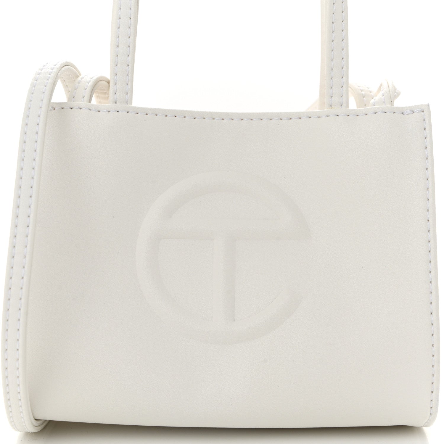 Vegan Leather Small Shopping Bag White