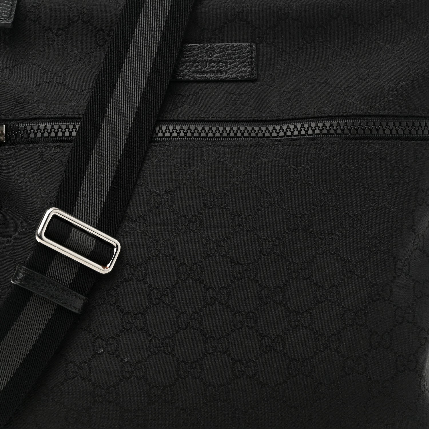 Nylon Monogram Medium Flat Messenger Bag Black