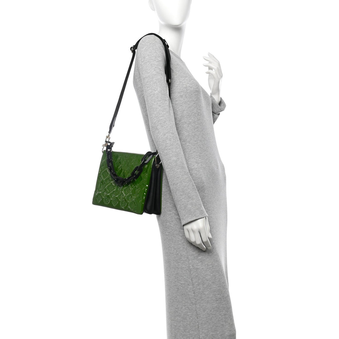 Patent Embossed Monogram Coussin PM Green Black