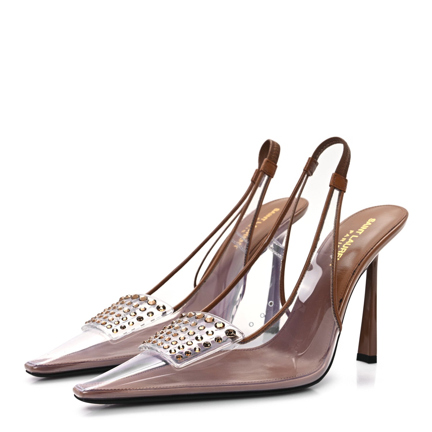 Calfskin PVC Jive 105 Rhinestone Pump 38.5 Macadamia