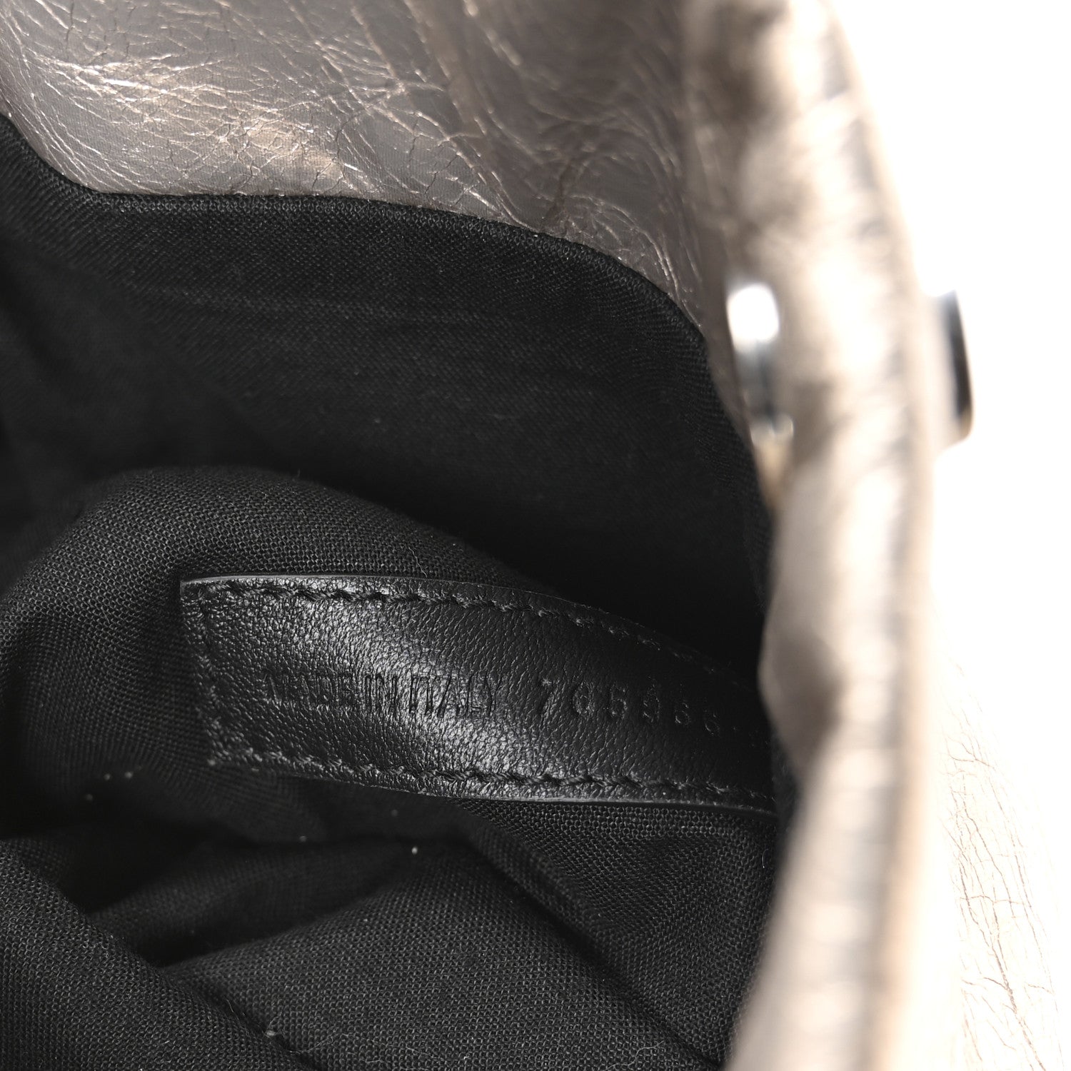 Metallized Arena Calfskin Small Monaco Chain Shoulder Bag Stone Beige