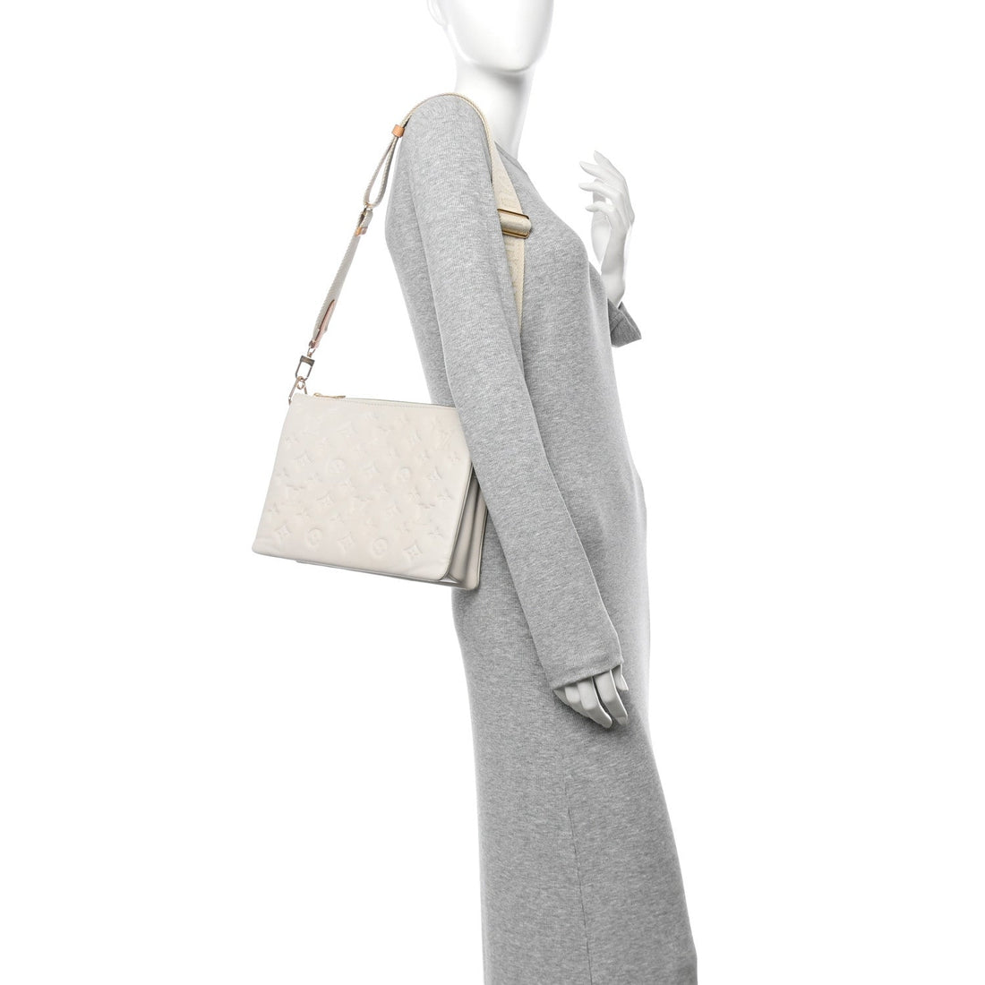 Lambskin Embossed Monogram Coussin PM Cream