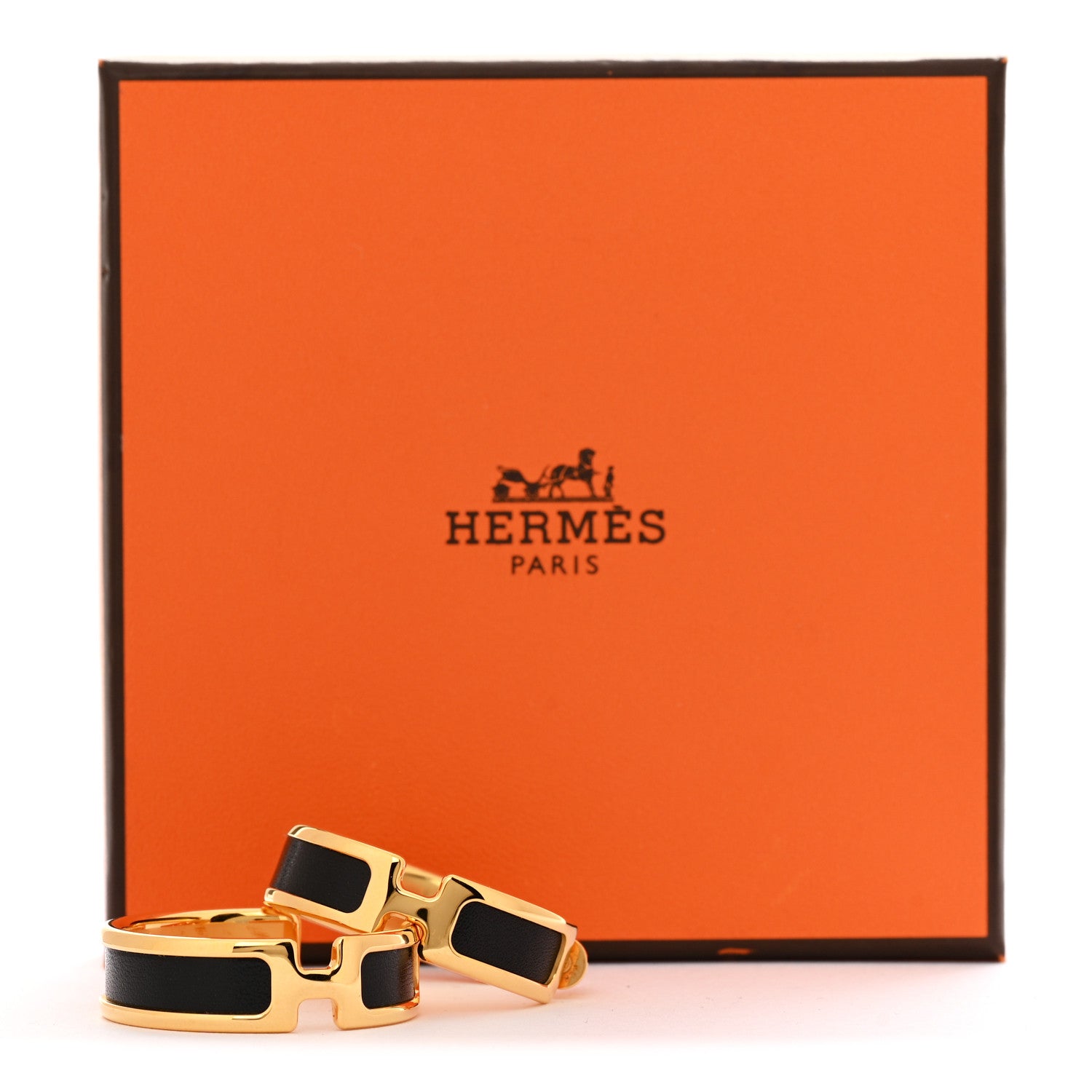 Box Calfskin Olympe Hoop Earrings Black