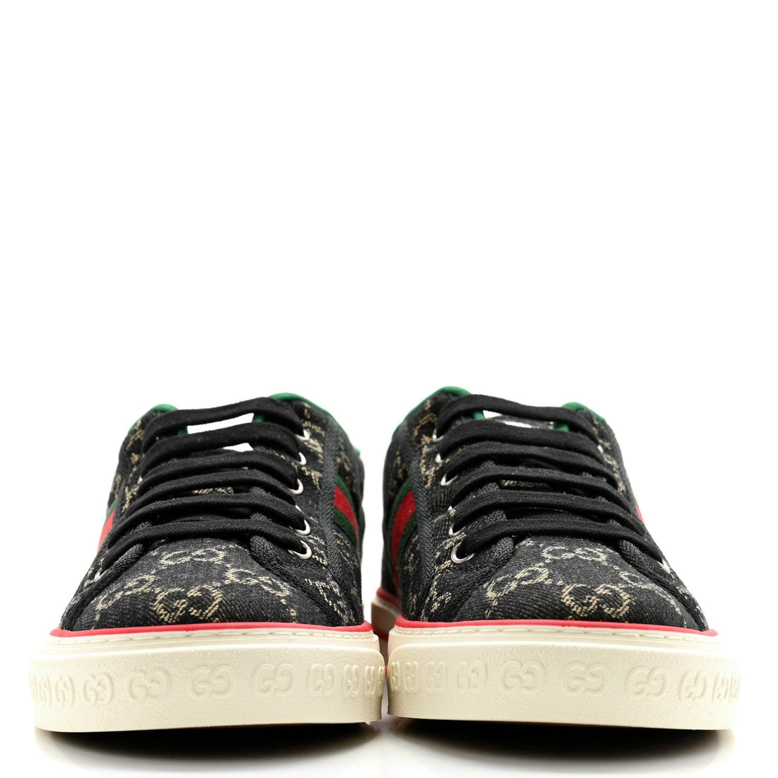 New Denim GG Monogram Web Mens 1977 Tennis Sneakers 8 Black Ivory