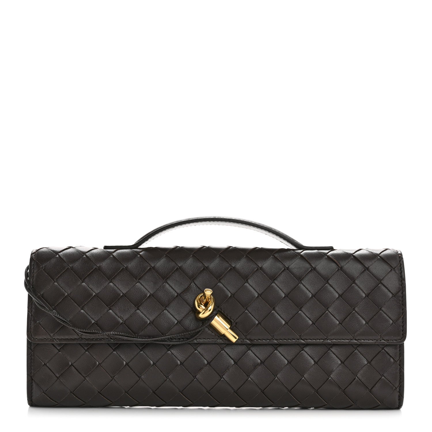 Nappa Intrecciato Long Andiamo Top Handle Clutch Fondant