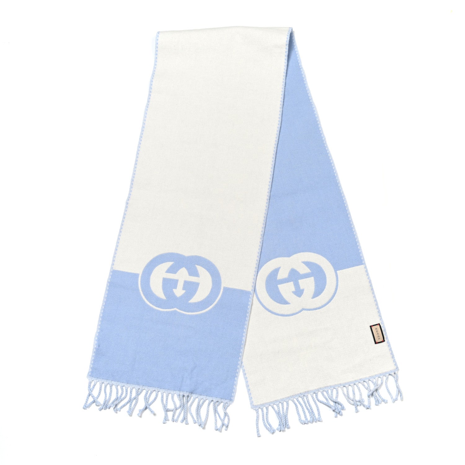 Wool Cashmere Interlocking G Scarf Sky Blue Ivory