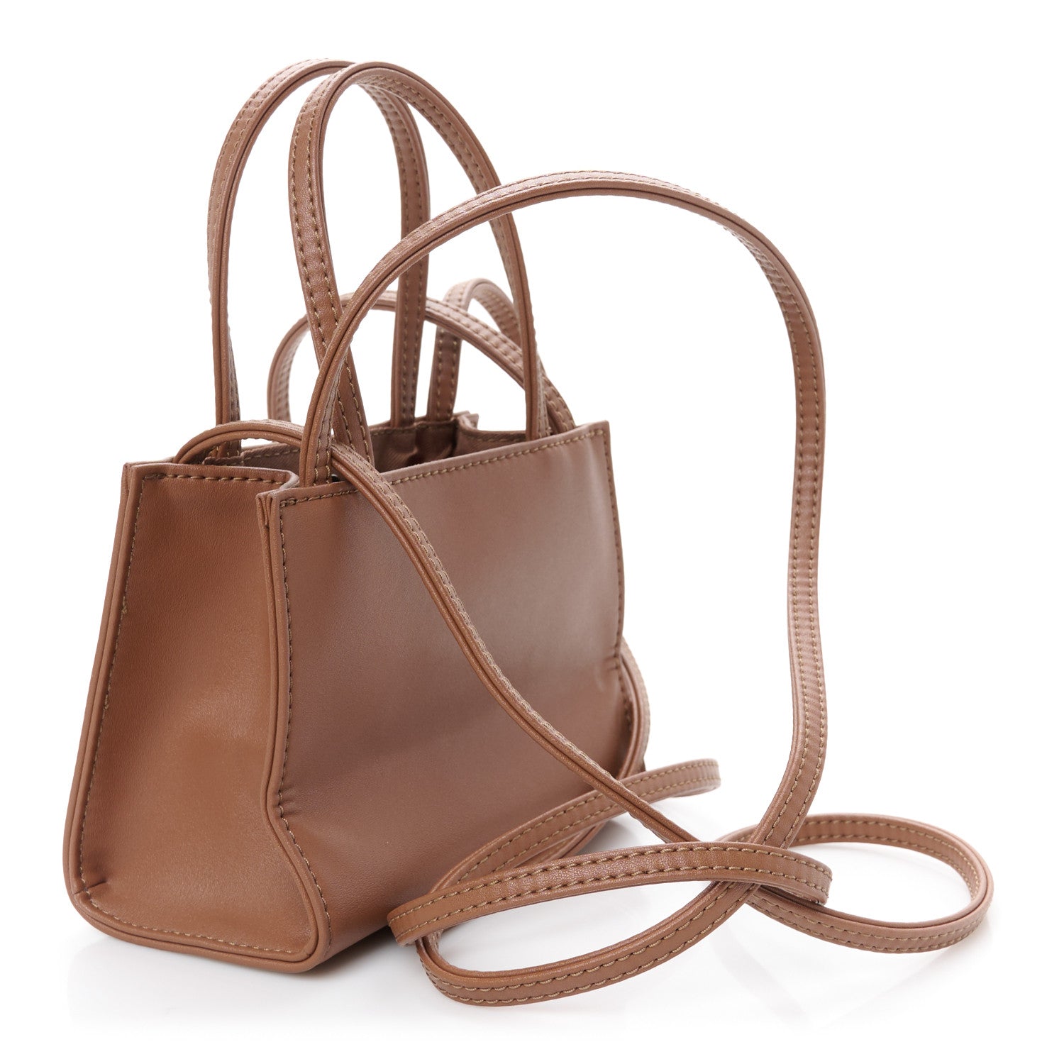 Vegan Leather Small Shopping Bag Tan