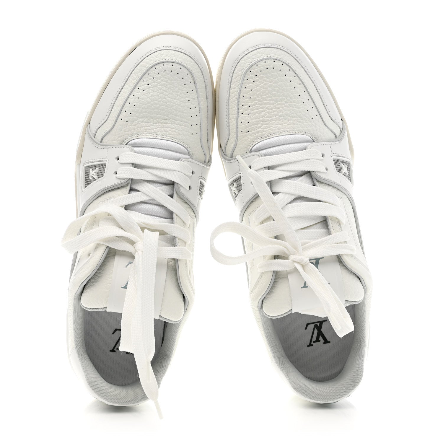 Calfskin Mens LV Trainer Sneakers 9 White