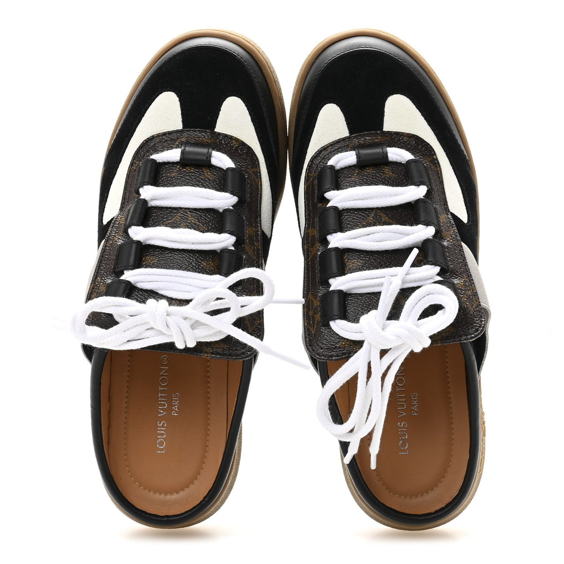 Suede Monogram Lous Open Back Sneaker 37 Black