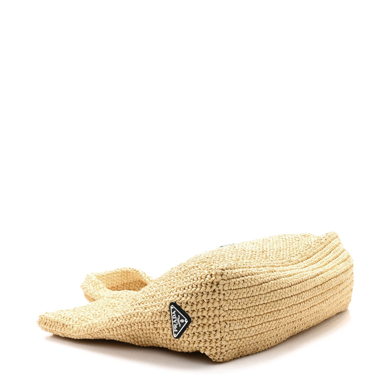 Yarn Raffia Effect Crochet Embroidered Logo Tote Naturale