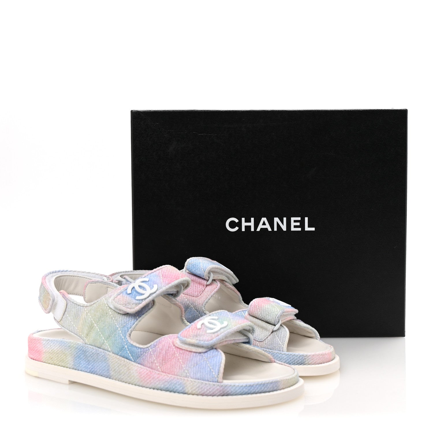 Printed Fabric Quilted Dad Sandals 38 Green Pink Blue