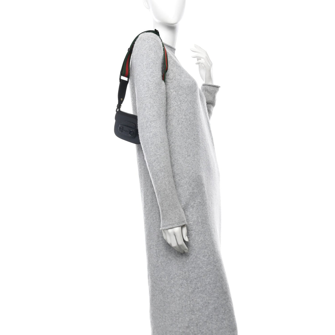 Azalea Calfskin Web Monochrome Horsebit 1955 Wallet On Strap Black