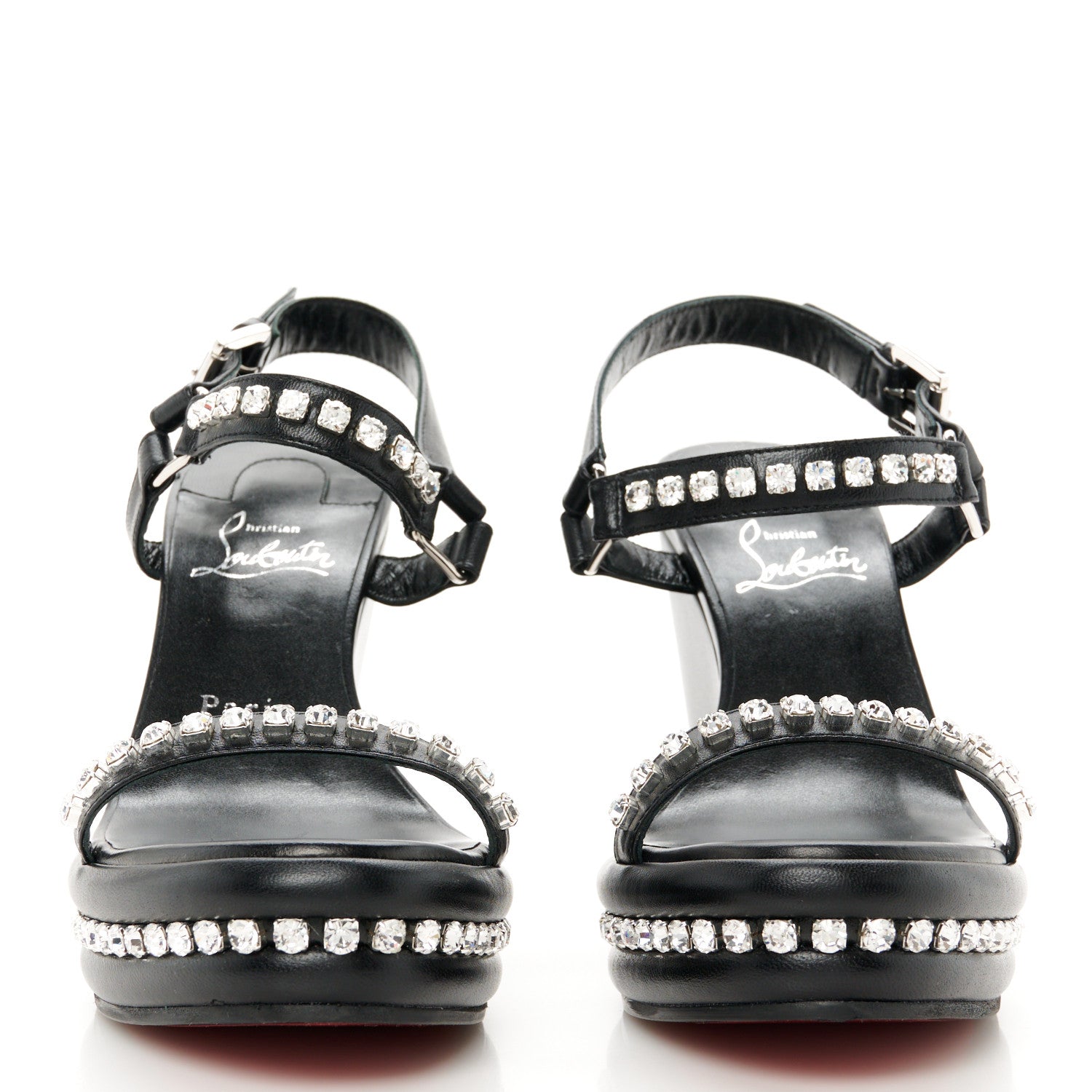 Nappa Crystal Pyrastrass 110 Wedge Sandals 37 Black
