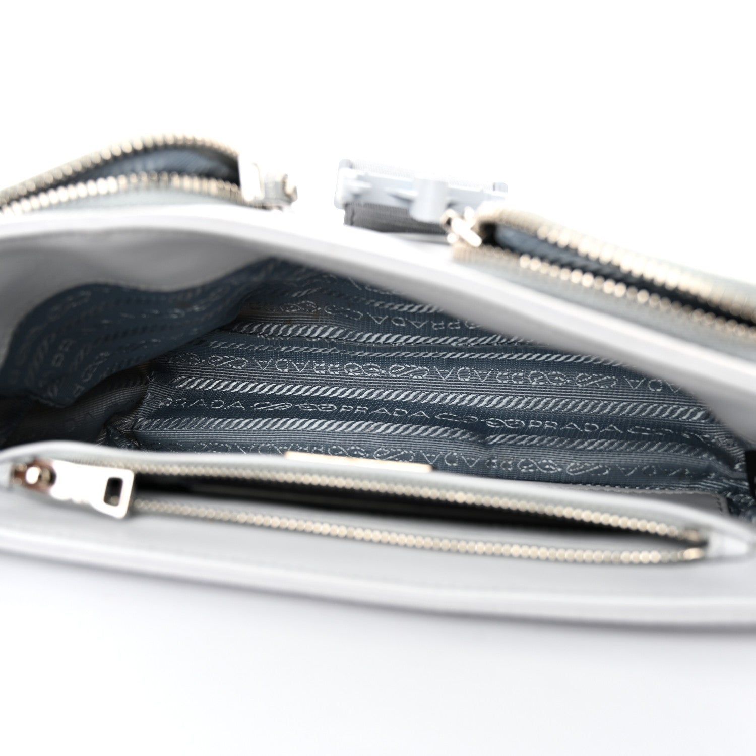 Nappa Re-Nylon Double Pocket Buckle Shoulder Bag Fiordaliso