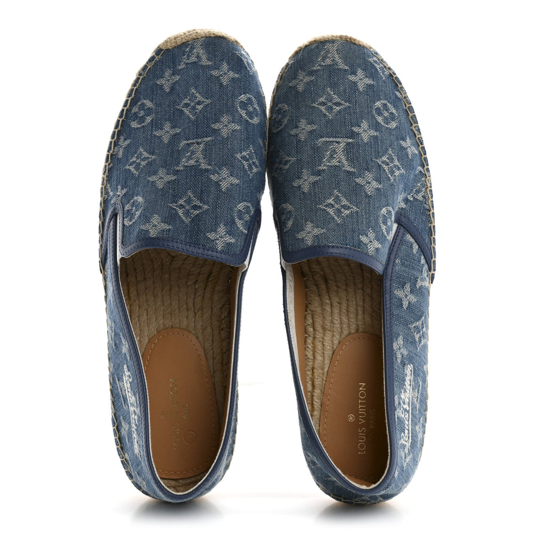 Monogram Denim Mens Bidart Espadrilles 9.5 Blue