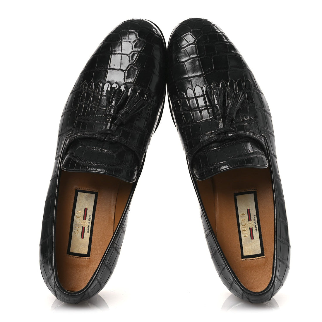 Crocodile Niloticus Mens Tassel Loafers 8 Black